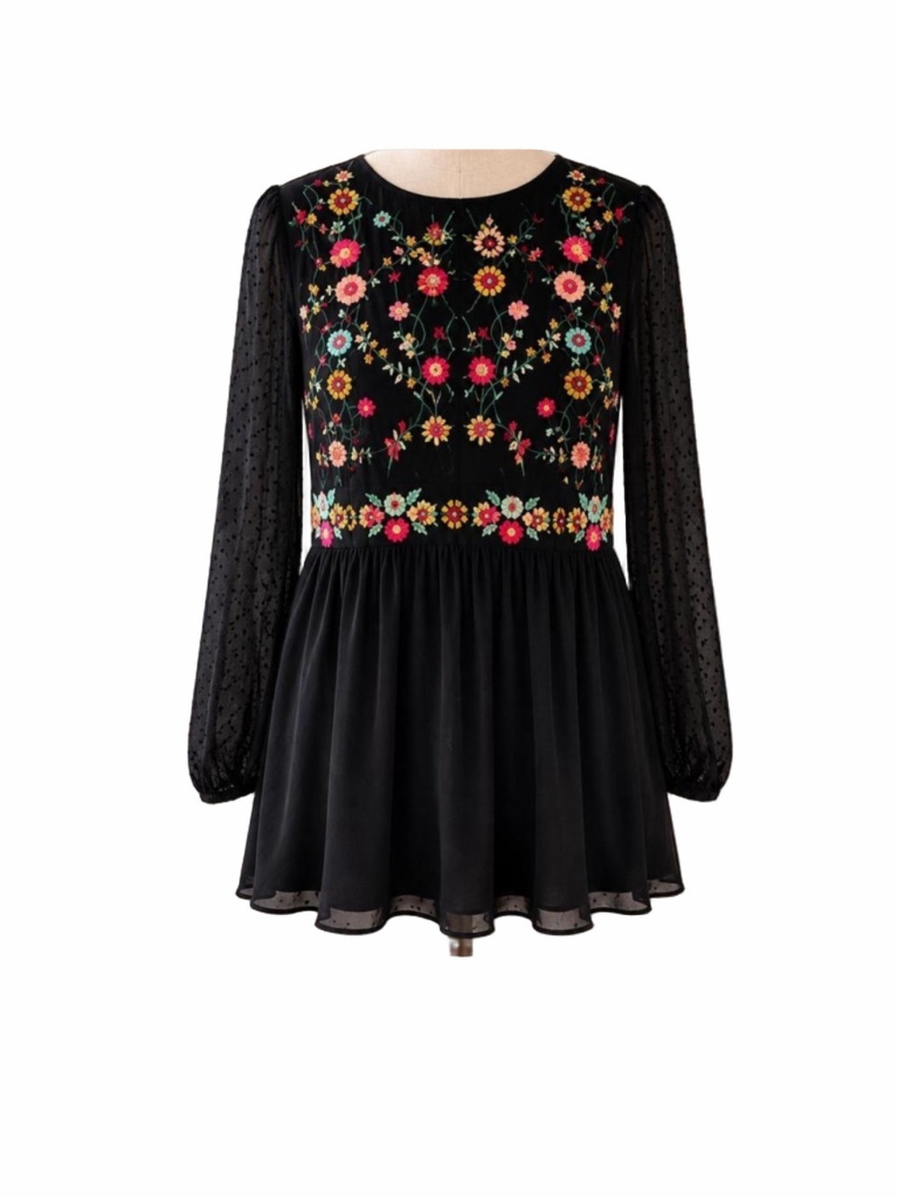 ZARA Trafaluc Collection embroidered black mini dress, size XS